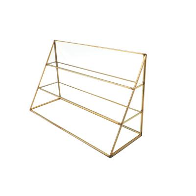 China BT-1007 Decorative Gold Glass Makeup Organizer Sustainable Stationary Storage Box for sale