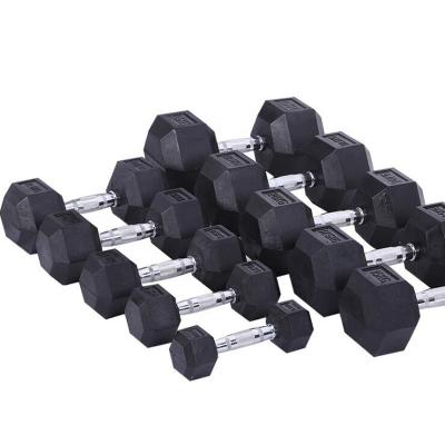 China Rubber-covered Dumbbell 2022 Wholesale gym rubber coated hexagonal dumbbells for sale