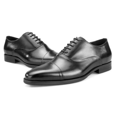 China Anti-Odor Custom Logo Men Business Winter Genuine Leather Men's Black Dress Shoes for sale