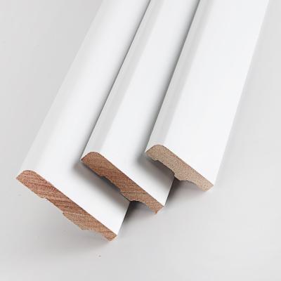 China Modern Geran High Quality White Gesso Primed Wall Base Skirting Board Solid Wood Baseboard for sale