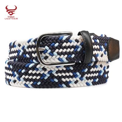 China Garment Accessories OEM Hot Sale Fashion Braided Casual Belts PU Woven Knit Comfortable Elastic Men Jeans Belt Boys for sale