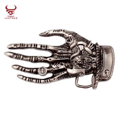 China Wholesale Goth Skull Hand Belt Mens Fashion Skull Hand Bone Alloy Punk Rock Star Skeleton Star Belt Buckle Buckle for sale