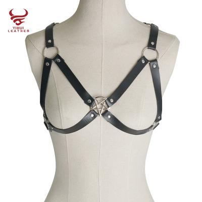 China Make Slimming Leather Harness Women Fashion Bondage Punk Chastity Belt Body Bra-Harness Goth for sale