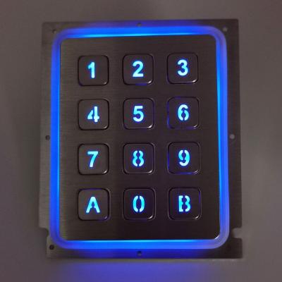 China Custom 3X4 Matrix Stack Custom Stainless Steel Numeric Frame LED Backlight Outdoor Silicone Filling Keypad for sale