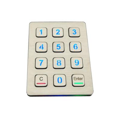 China Custom Metal Tastatur 3x4 Matrix Keypad Outdoor Numeric Keypad Waterproof Outdoor Stainless Steel Digital Backlit for sale