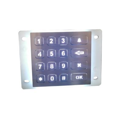 China Security System 16 Key Waterproof 4*4 Matrix Led Intercom Metal Building Backlit Keypad for sale