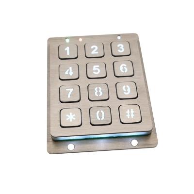 China Dust-resistance customized 4X3 backlit matrix ip65 LED control as per exterior daylight metallic keypad for sale