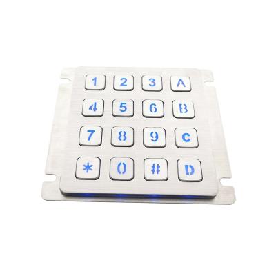 China Waterproof Matrix Backlight Access Control System 4X4 16 Key Access Control LED Digital Stainless Metal Keypad for sale