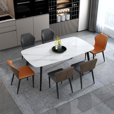 China Chair Combination Modern Minimalist Extendable Nordic Marble Dining Table for sale