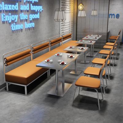 China Industrial modern design restaurant cafe furniture stainless steel dining tables and chairs set for sale