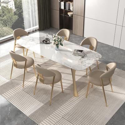 China Rectangular Minimalist Dining Table and Chair (Other) Home Set Italian Adjustable Slate Light Luxury Illuminated Dining Table for sale