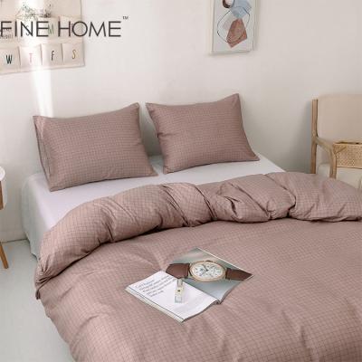 China China Manufacturer Nondisposable Fleece Fabric Grid Flat Sheet Set Luxury Linen Bed Linen Bedding Set for sale