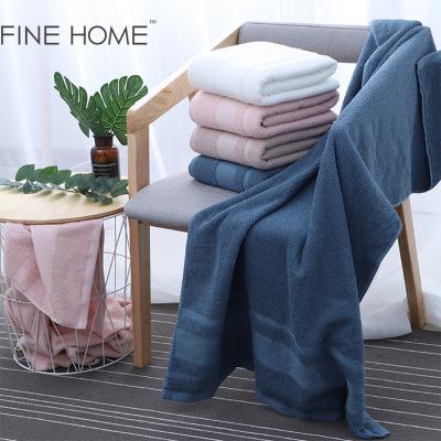 China Wholesale Sustainable High Quality Blue Pink 100% Cotton Hand Towel Bath Towel Set From China for sale