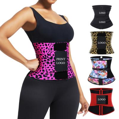 China Double Waist Trainer Corset Logo Compression Adjustable Women Slimming Belt Fitness Breathable Custom Tummy Trimmer for sale