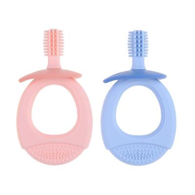 China Toy Customizable Durable Infants Soft Teething Teether Toy Baby Silicone Toothbrush Toy for sale