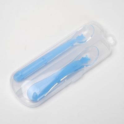 China Eco-Friendly Safety Free Baby Spoon BPA Free Silicone Baby Training Feeding Spoon for sale