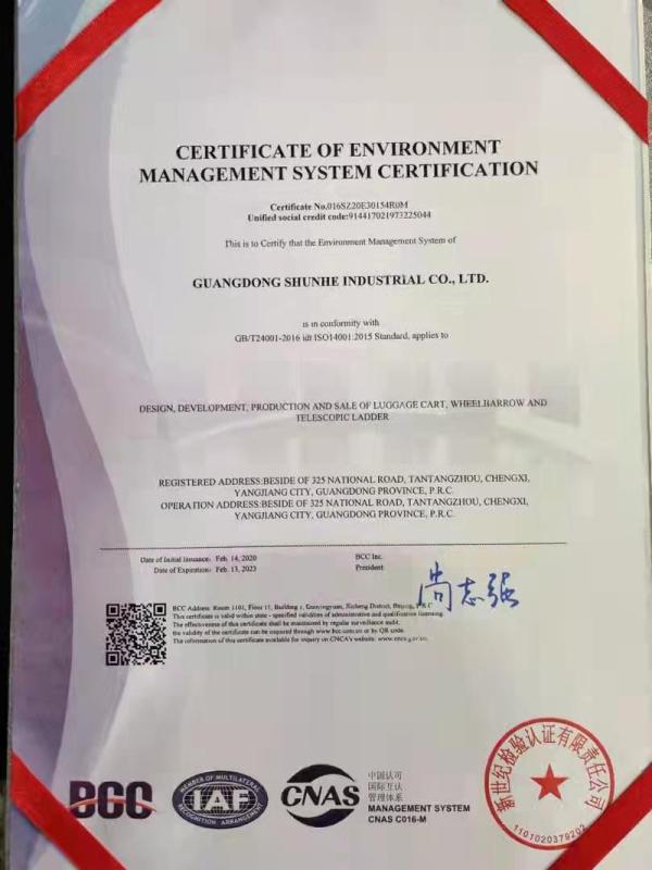 ISO9001 - Guangdong Shunhe Industrial Co., Ltd.