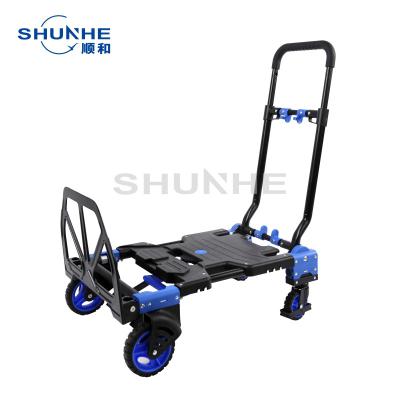 China Transoprt New Design136KG Multifunctional 2 in 1 Luggage Trolley Platform Hand Truck Folding Hand Trolley Cart for sale