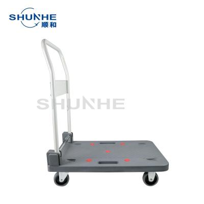 China Large Platform 150kg Folding Stainless Steel Platform Push Hand Truck for sale