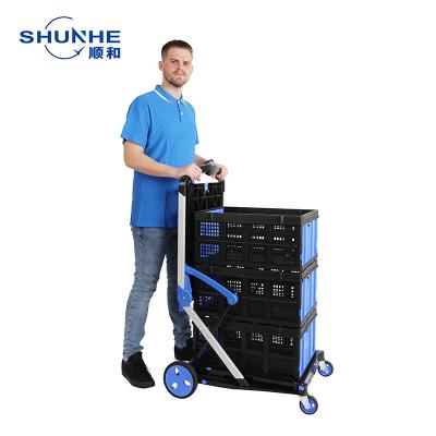 China FW-99G New Double With Folding Aluminum Storage Trolley Trolley / Without Basket Level Light Duty for sale