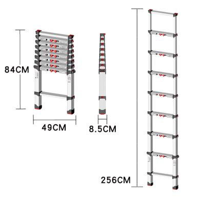 China High Quality Telescopic Ladders AluminumTelescopic 9 Single Straight Step Ladder for sale