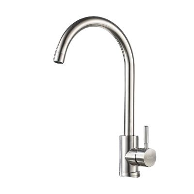 China Modern Single Handle High Arc Kitchen Faucet Stainless Steel Brushed Nickel,Commercial Single Hole Kitchen Sink Faucet for sale