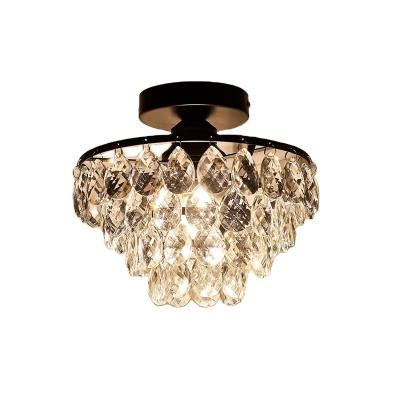 China Crystal Ceiling Light Fixture Mini Black Modern Semi Flush Mount Chandelier Light for sale