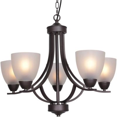 China American 5 Light Shaded Contemporary Chandeliers With Opalescent Glass Oil Rubbed Bronze Modern Light for sale