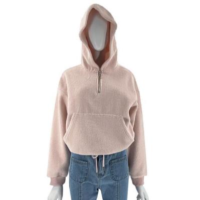 China Autumn Winter Loose Casual Lamb Wool Pullover Plain Sweatshirts Zipper Hoodie Women Anti-wrinkle Wholesale for sale