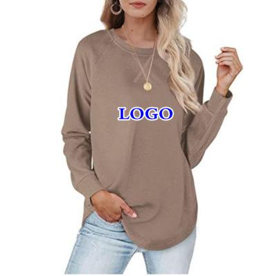 China Anti-Wrinkle OEM Pullover Simple Loose Round Neck Long Sleeve Sweater Customize Logo Women Hoodies for sale