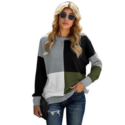 China OEM Ladies Custom Patchwork Pullover Loose Designer Sweaters Cotton Women Anti-wrinkle Around Neck Hoodies for sale