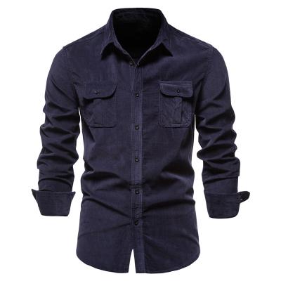 China Business Casual Wear OEM Anti-pilling Breasted Shirt 100% Cotton Long Sleeve Single Sleeve Men's Custom Shirts Single Breasted Shirt for sale