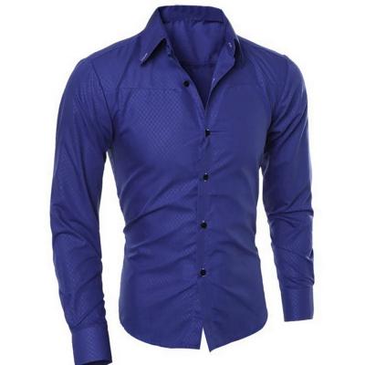 China New fashion solid color business dress shirt male social casual cotton anti-pilling 2021 plus size men's long sleeve shirt for sale