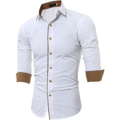 China OEM Spring Autumn Custom Splicing Straight Anti-pilling Slim Casual Men's Long Sleeve Shirt for sale