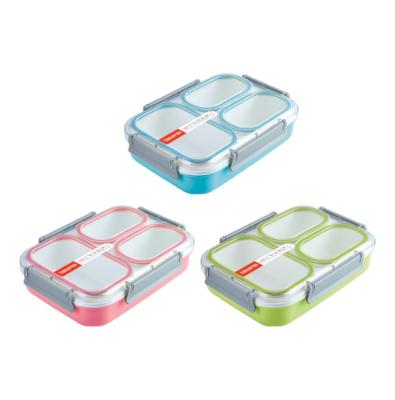 China Wholesale Heat Preservation Homio Tedemei pp 1350ml Plastic Insulated Outdoor Bento Lunch Box With Lid Students 3 Compartments Food Container for sale