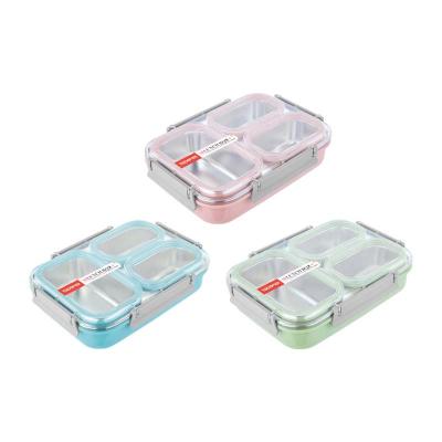 China Wholesale Heat Preservation Homio Tedemei 304 Stainless Steel Insulated Lunch Box With 4 Locks Lid For Students Kids 3 Compartment Food Container for sale