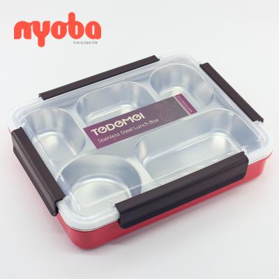 China Wholesale Fresh High Quality Portable Leak Proof Food Grade 304 Stainless Steel Student Bento Lunch Box Homio Tedemei Preservation and Heat 5 Compartments for sale