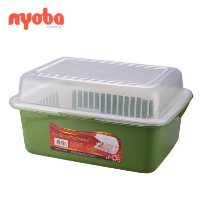 China New Design Cupboard Drain Storage Box Wholesale Viable Household Plastic Multifunctional Dishes With Cover Racks for sale