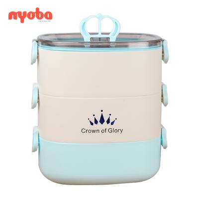 China 2019 New Hot Selling Wholesale Colorful High Quality Leak Proof Portable Take Out Bento Box 3 Layers Outdoor Student Lunch Box for sale