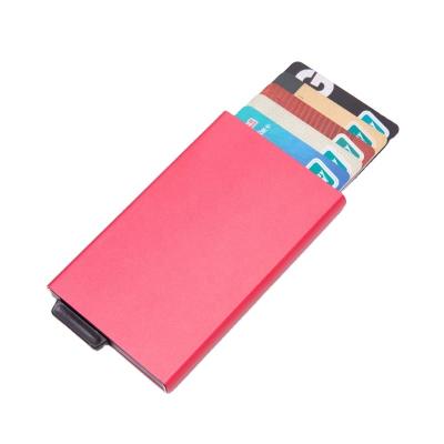 China Fashion Free Sample Push Button Credit Card Holder Aluminum Identification RFID Blocking Card Wallet Noise Up Metal Card Case for sale