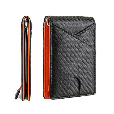 China Wholesale RFID Card Holder Men Rfid Wallet Card Holder Carbon Fiber Wallet Money Leather Clip for sale