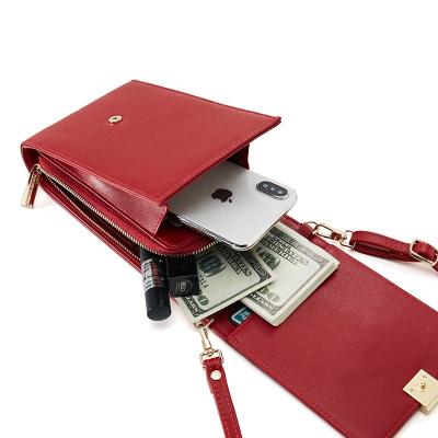 China Waterproof Personalized Cell Phone Holder PU Credit Card Shoulder Sling Bags for sale