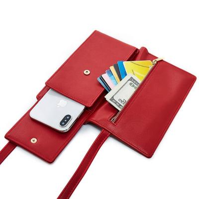 China High Capacity Women Credit Card Sling Bags Spacious Shoulder Bag Small Cross - Body Cell Phone Wallet for sale