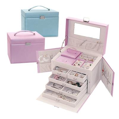 China BMD PU19001 New Arrival Jewelry Makeup Box Leather Jewelry Storage MDF Jewelry Organizer for sale