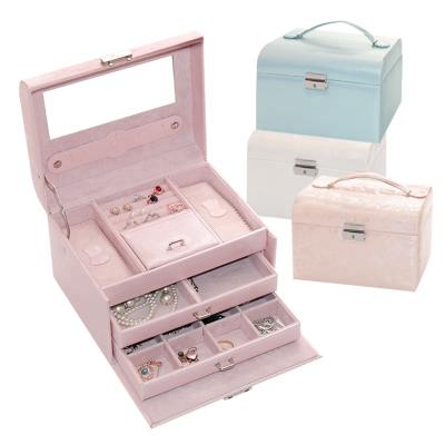 China Medium BMD PU197-N1901 PU Travel Trinket Jewelry Box Jewelry Package Organizer Leather Boxes for sale