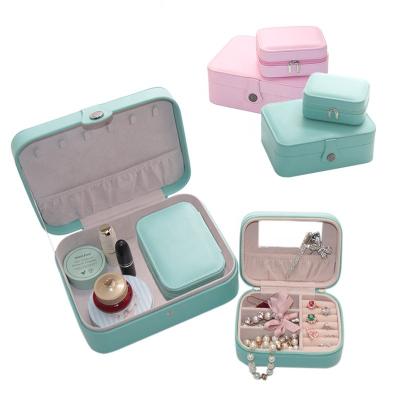 China Colorful Jewelry Storage BMD Spring Combination PU Jewelry Storage Gift Box Travel Zipper Jewelry Box for sale