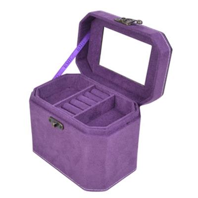 China Agriculture BMD Faux Suede Purple Jewelry Box With Trinket Trays Ring Packaging - R040a for sale