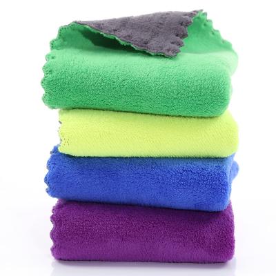 China Thick Absorbent Coral Edgless Scratch Absorbent Wax Free Polish Microfiber Car Towels Microfiber Car Wash Micro Fleece Towels for sale