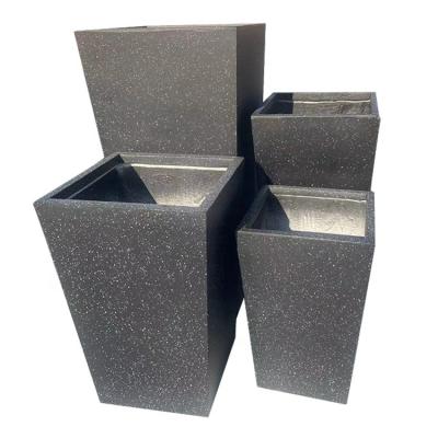 China Lightweight outdoor square flower pot handmade cement fiber flower box hotel garden decoration large for flower pot for sale