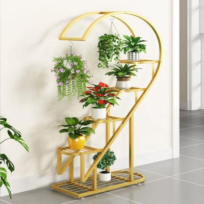 China CLASSIC Creative Plant Stand Heart Shape Wrought Iron Flower Rack Floor Multilayer Indoor Plant Stand for sale